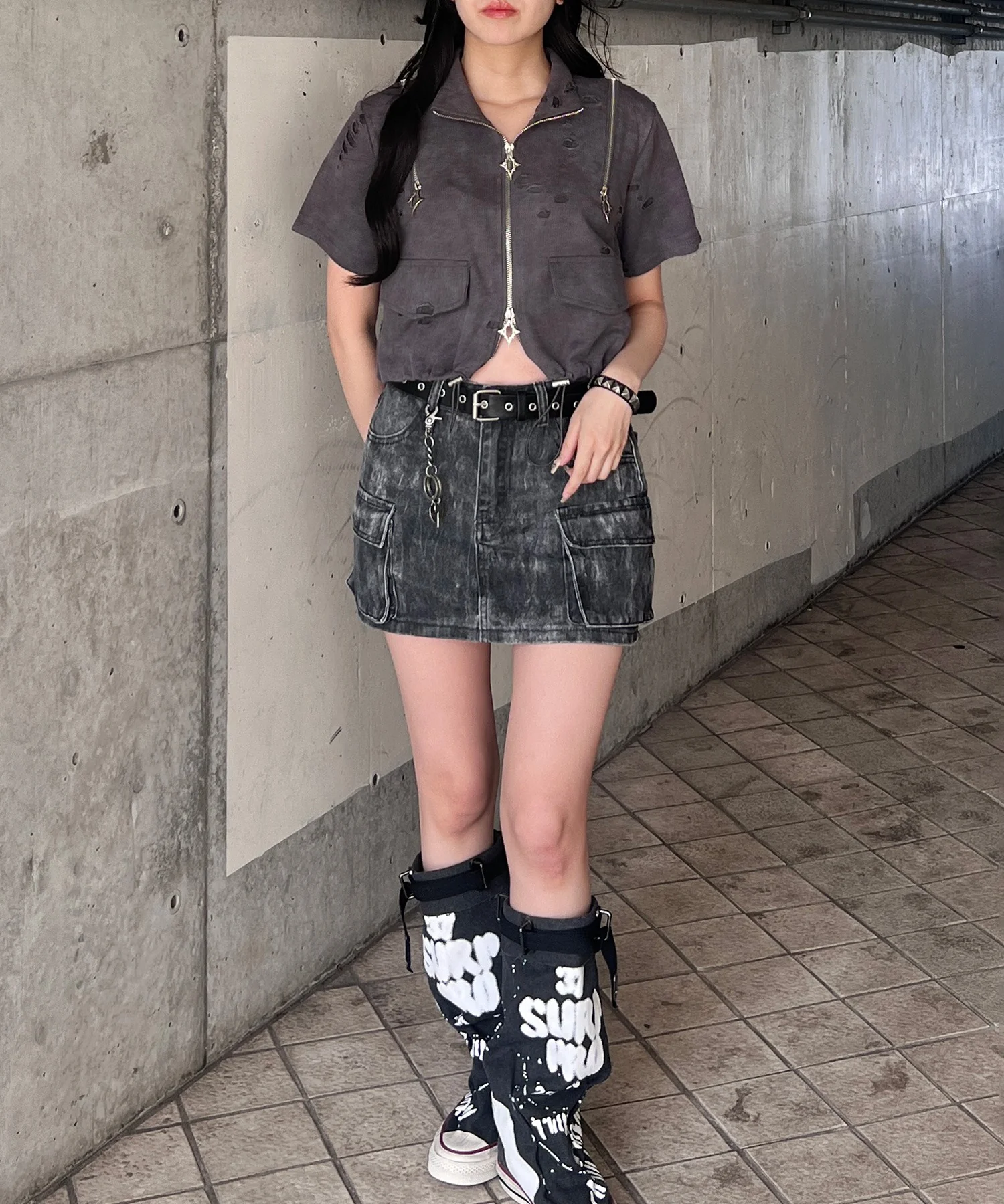 クロップドショルダーZIPトップ - Image 7