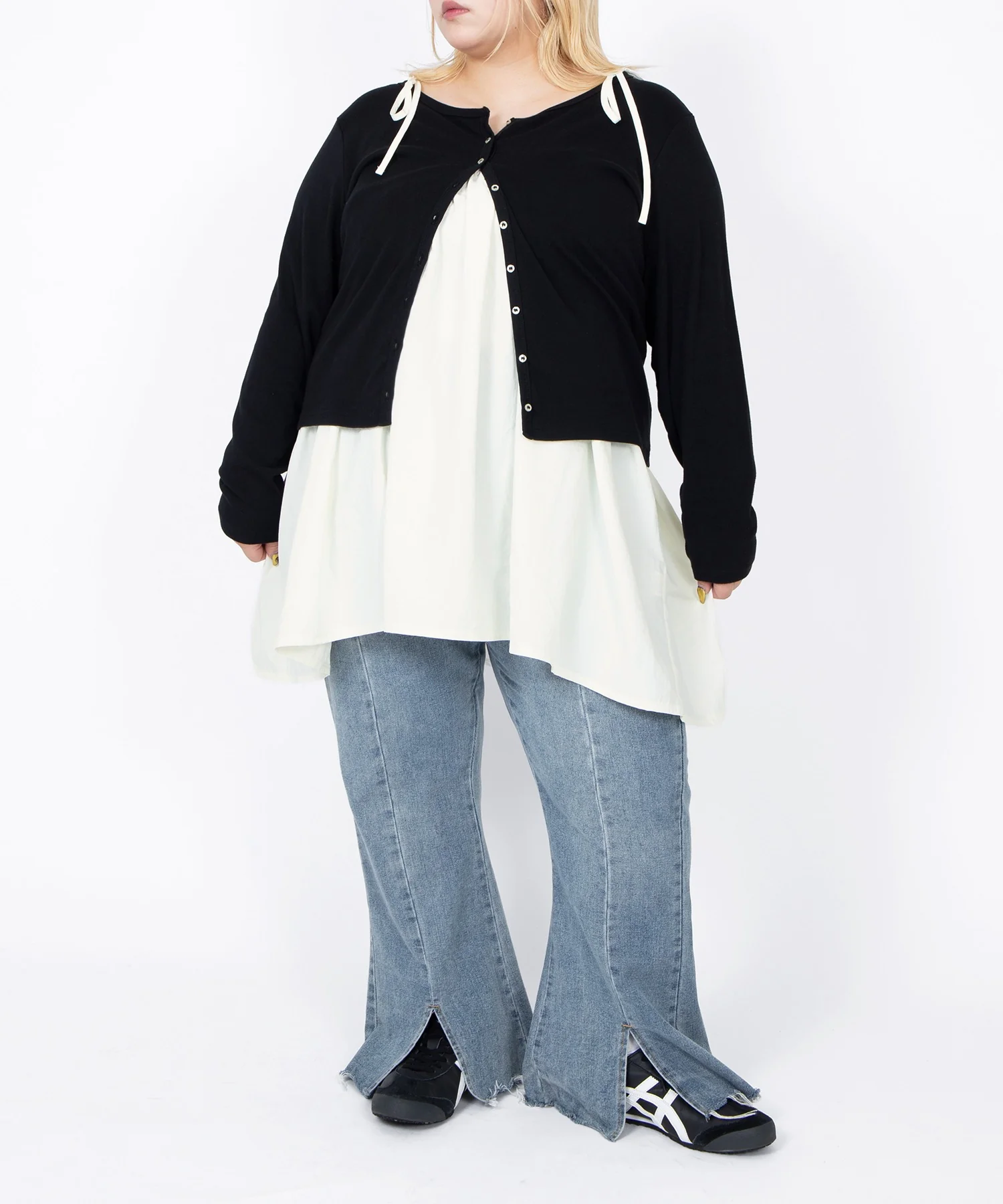 フロントスリットデニムフレアパンツ - Image 3