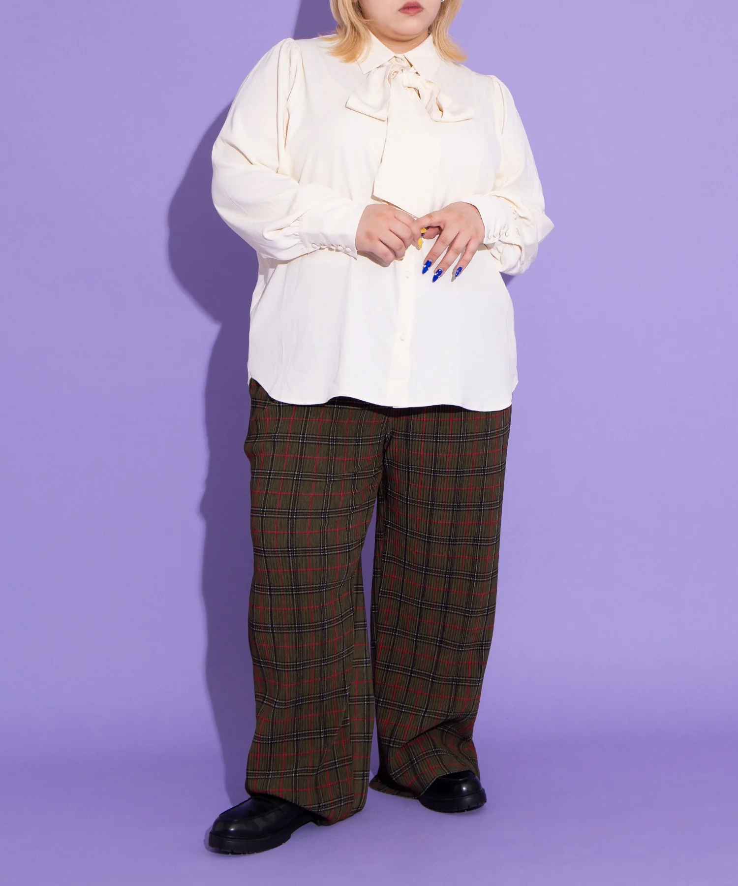 セルフカットチェックプリーツパンツ - Image 8