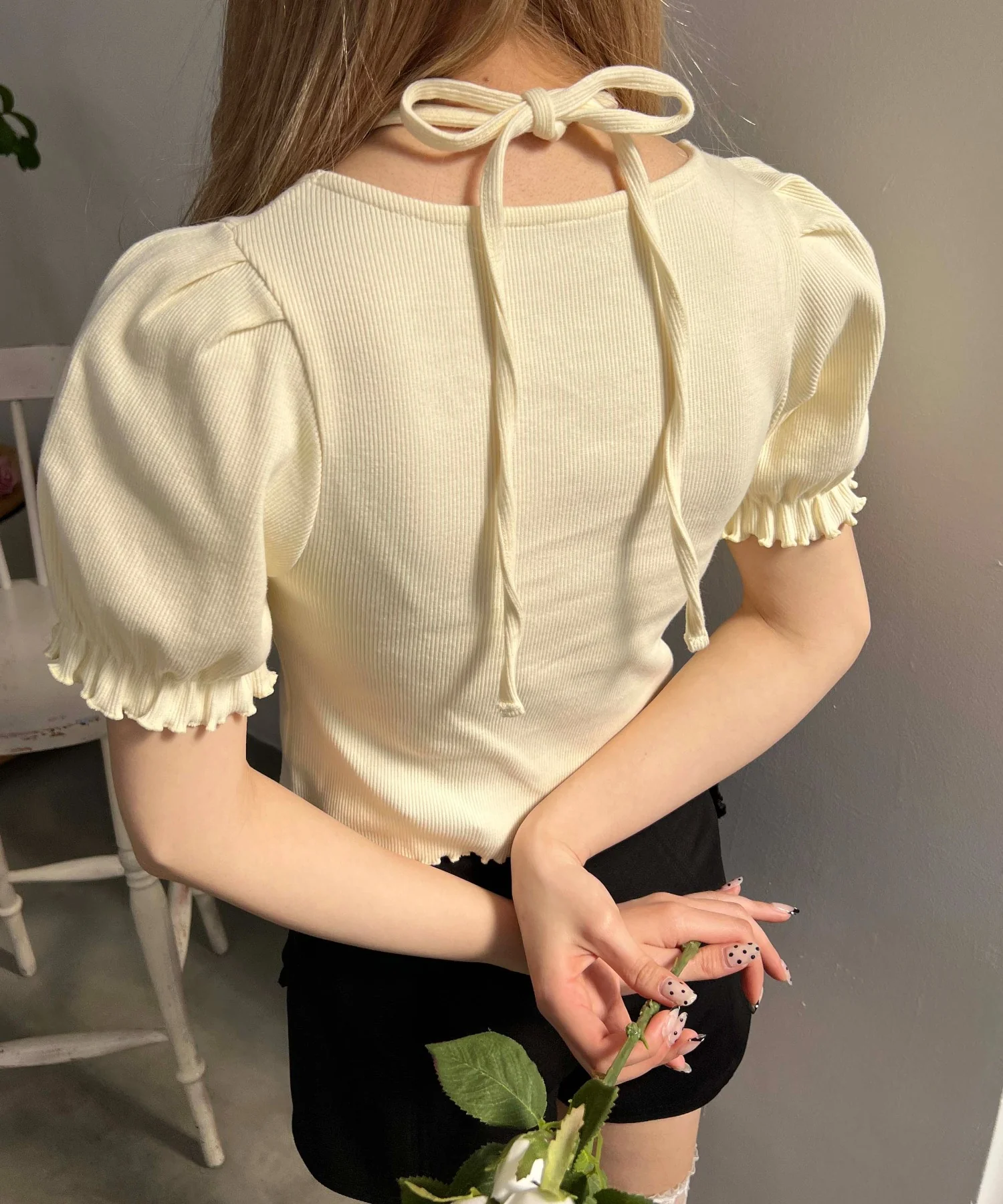 レースパイピングリブトップス - Image 11