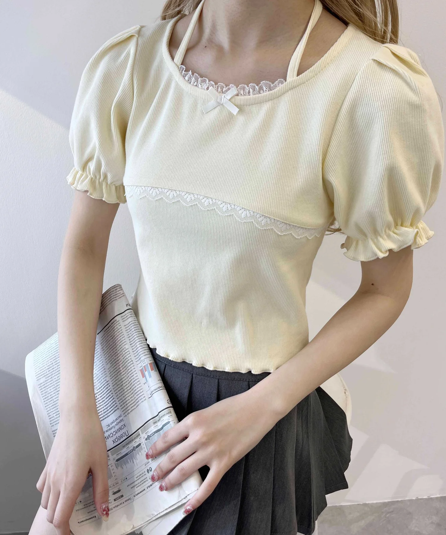 レースパイピングリブトップス - Image 12