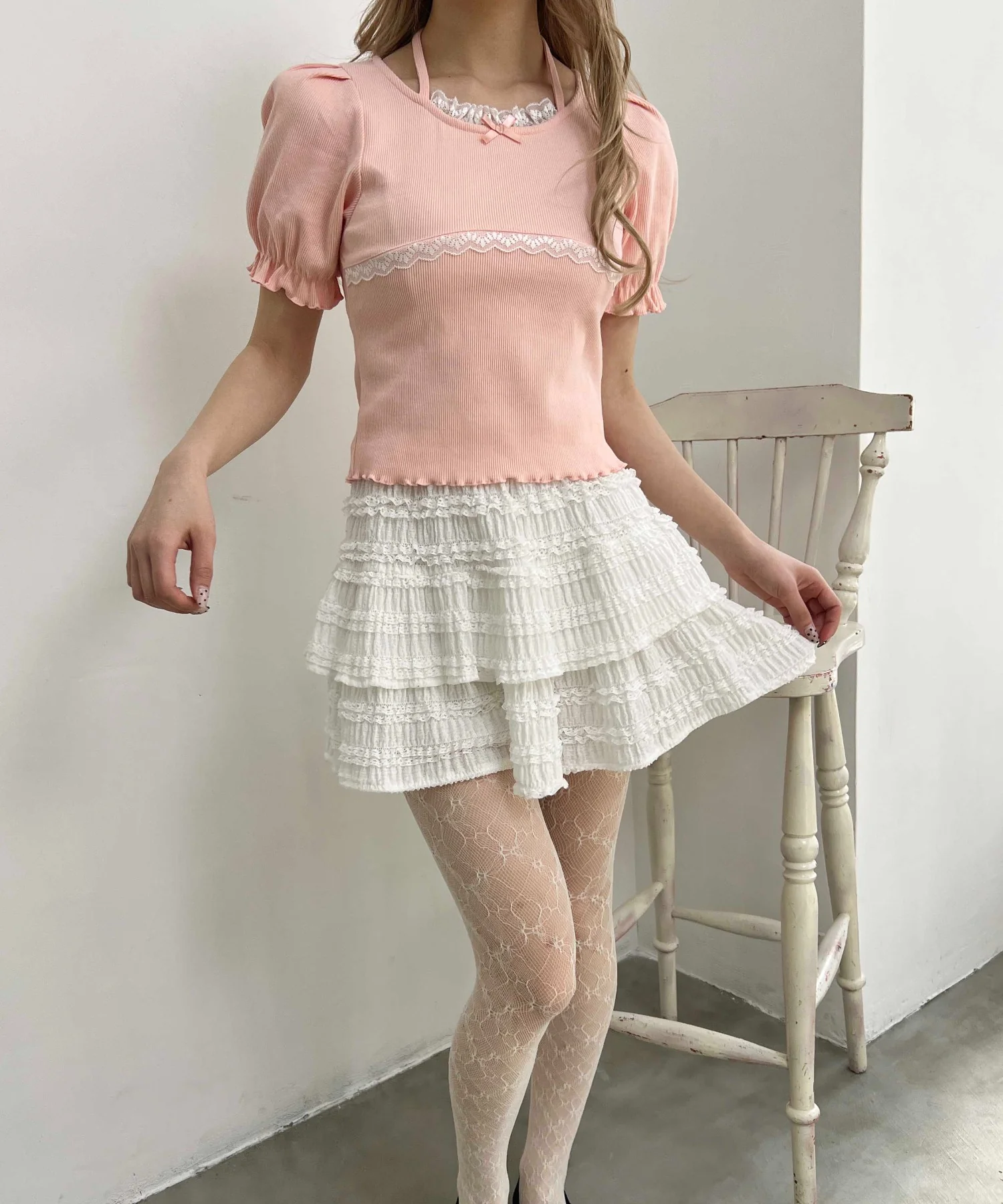 レースパイピングリブトップス - Image 8