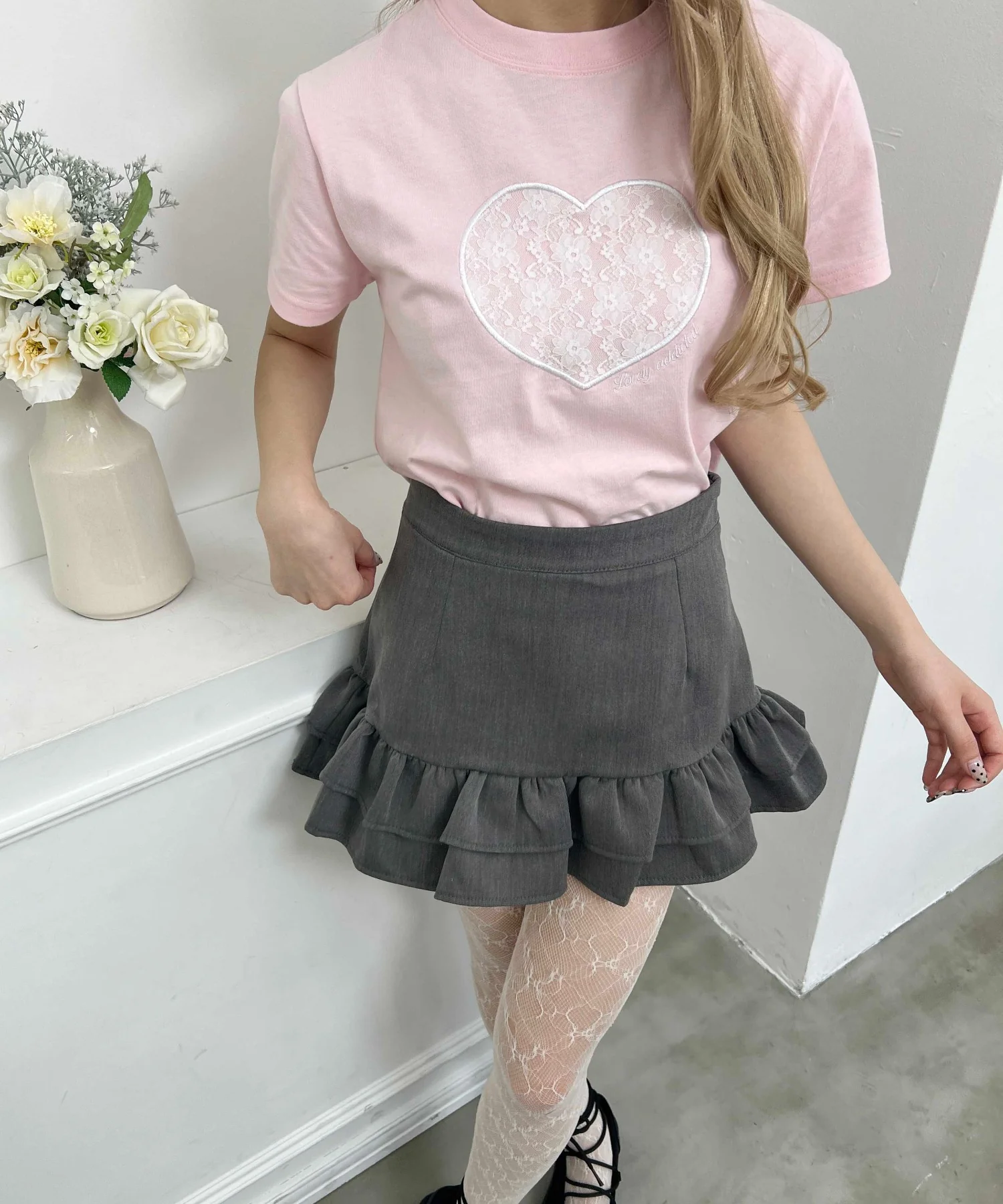 ハートレースワッペンTシャツ - Image 7