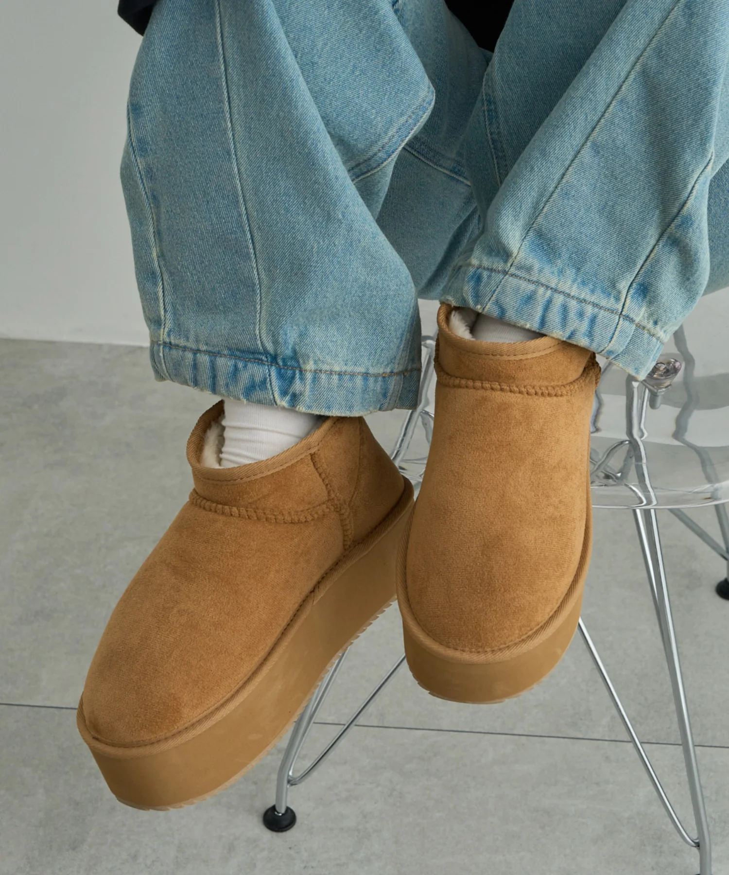 厚底ショートFムートンブーツ - Image 6
