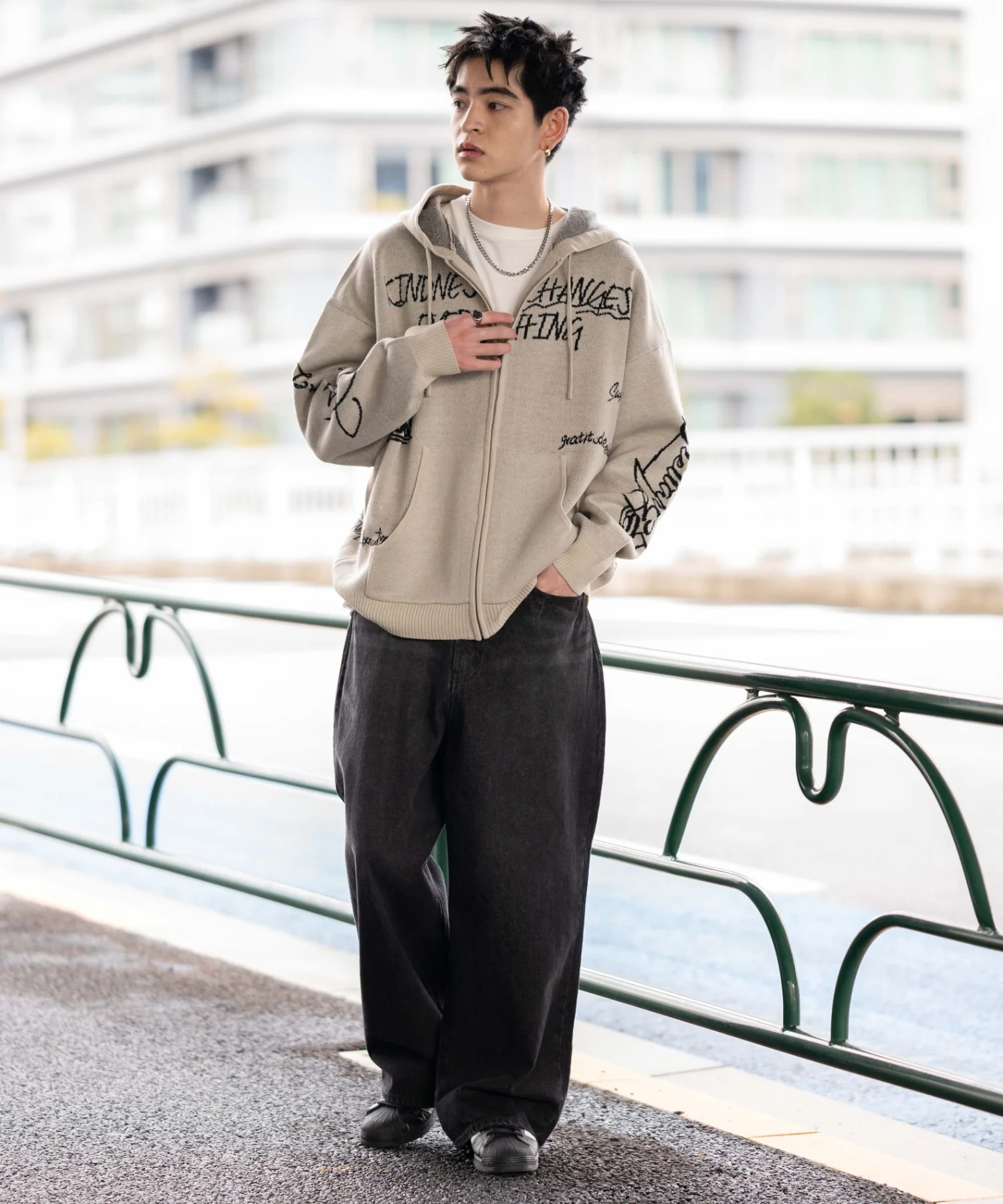 ジャガードグラフィックニットZIPパーカー - Image 3