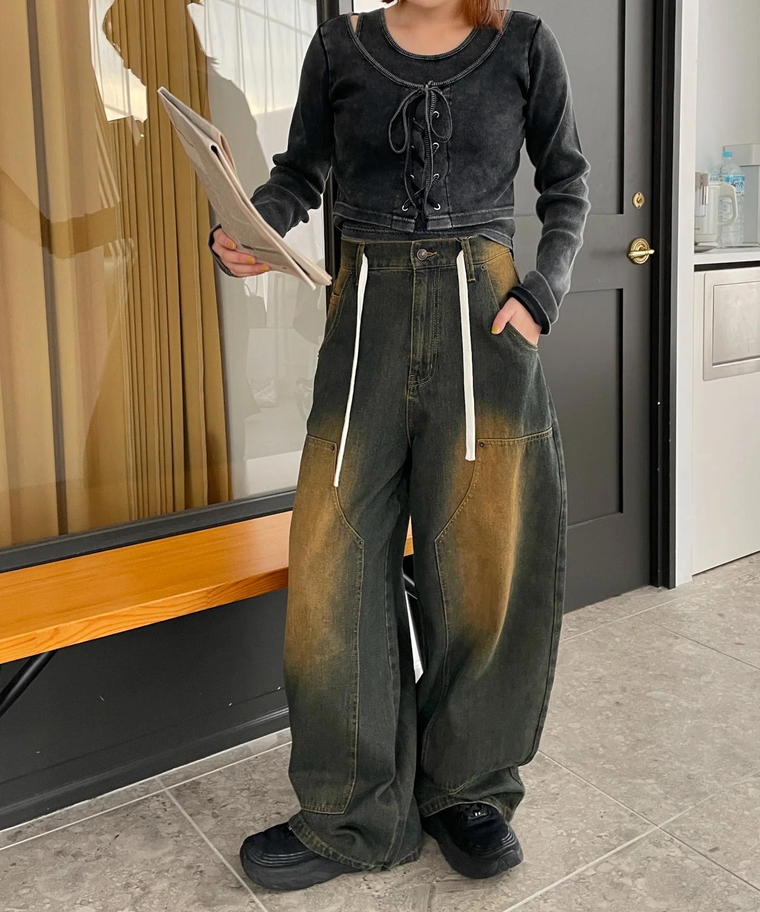 ヴィンテージライクレースアップトップス - Image 4