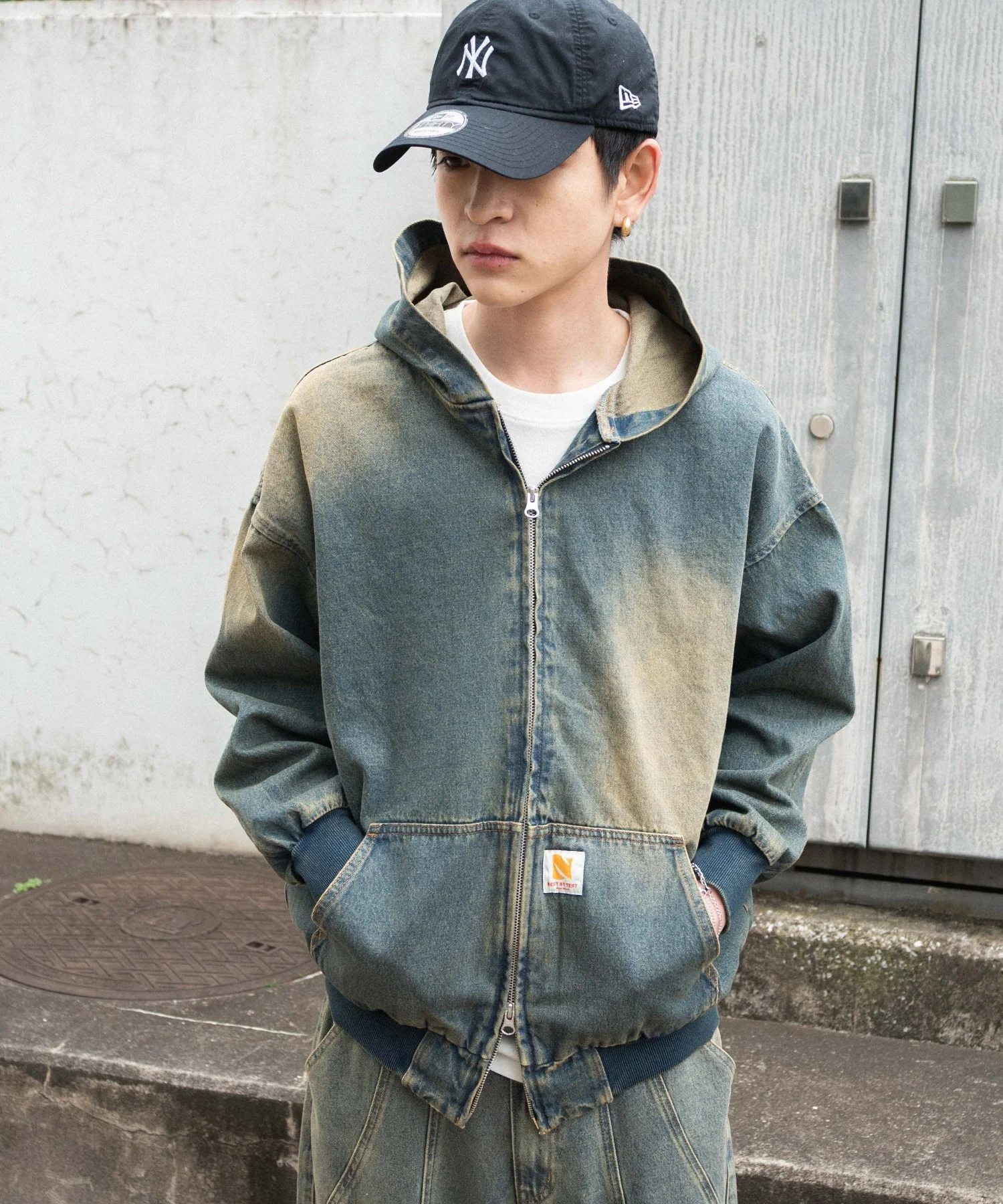 ヴィンテージウォッシュデニムBIGフードブルゾン - Image 31