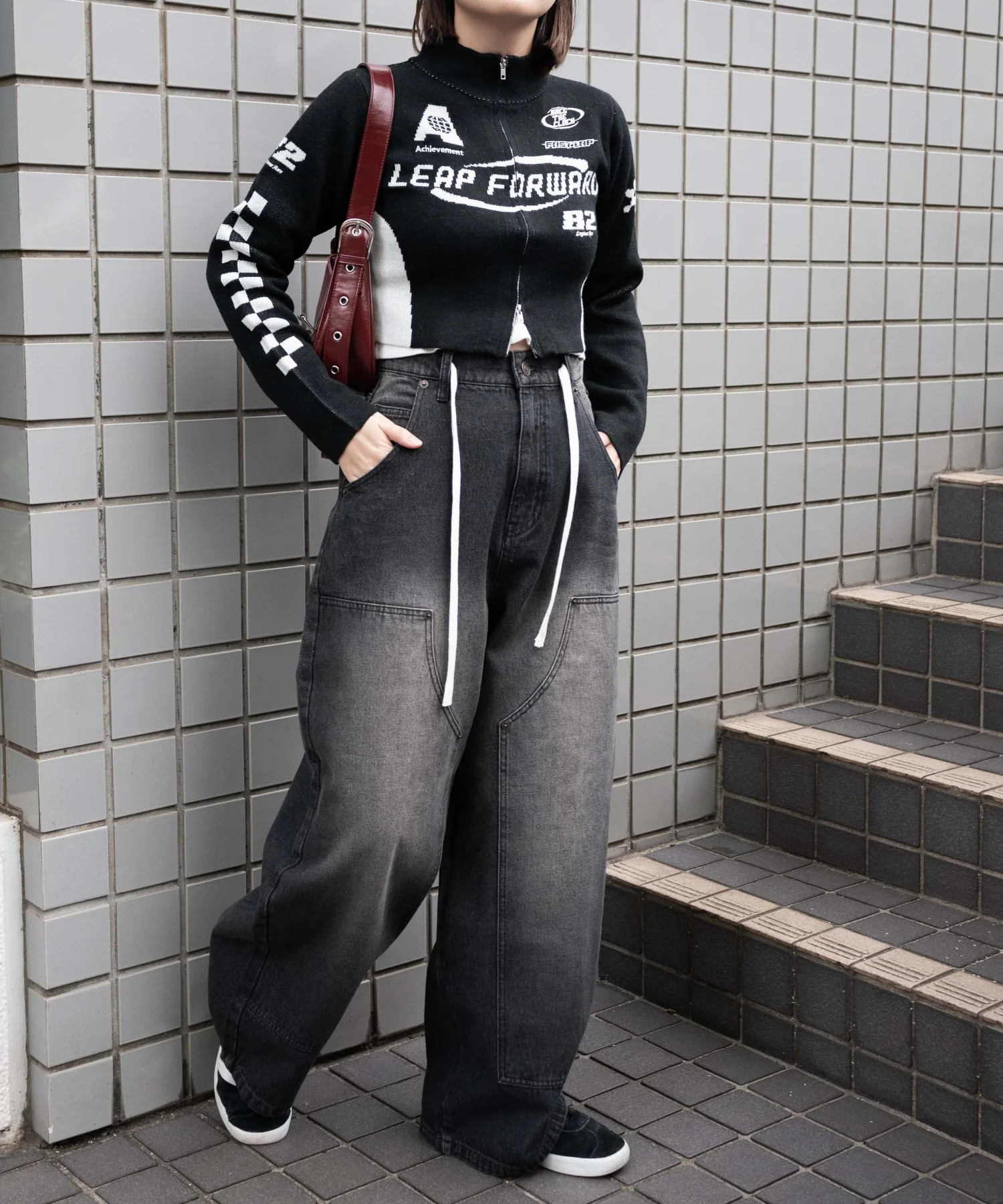 ヴィンテージウォッシュダブルニーバギーパンツ - Image 4