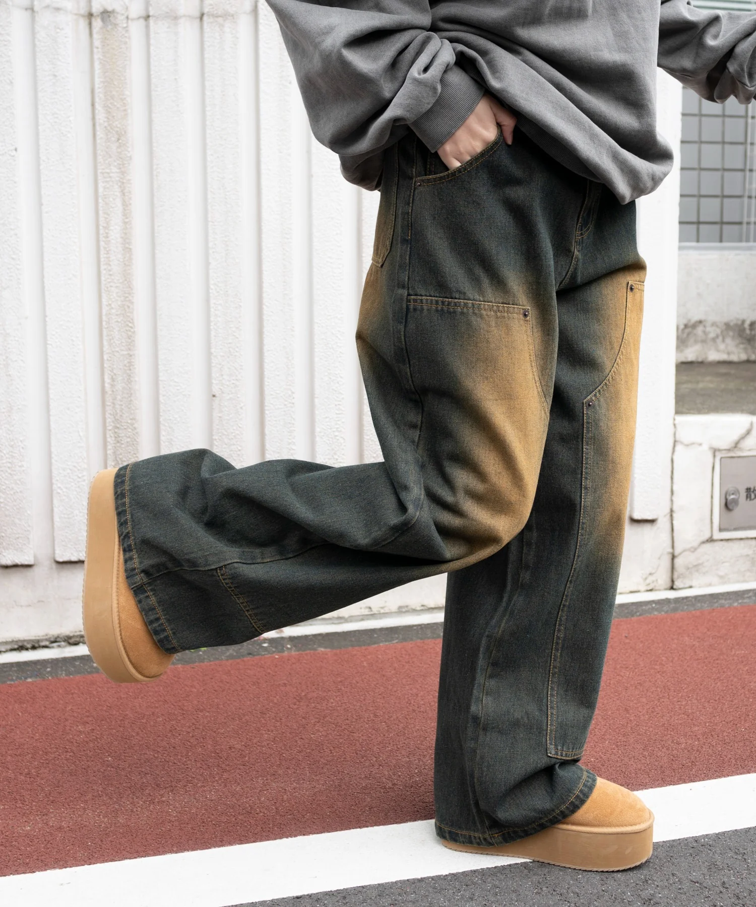 ヴィンテージウォッシュダブルニーバギーパンツ - Image 6