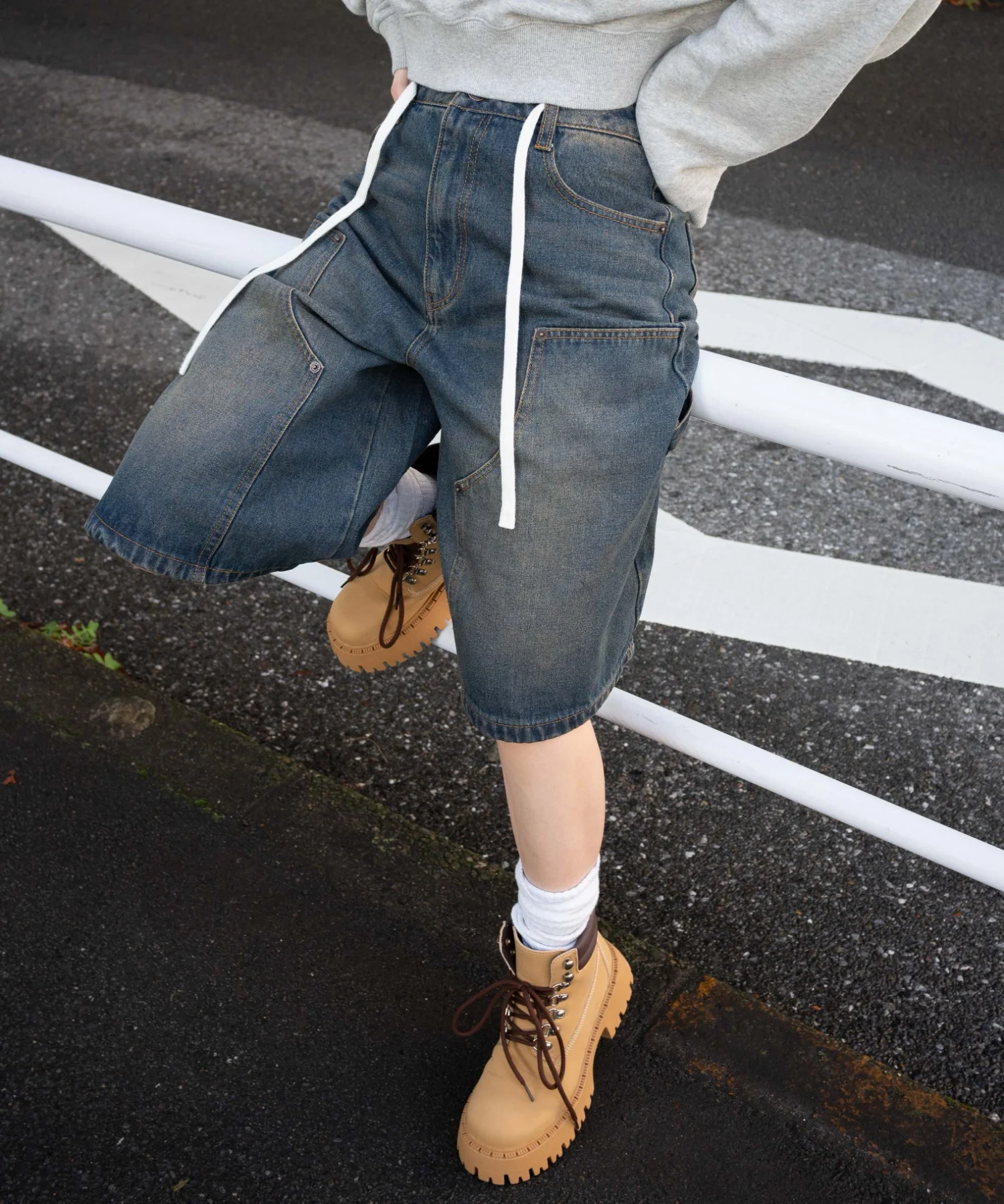 ウエストドロストダブルニーバギーハーフパンツ - Image 11