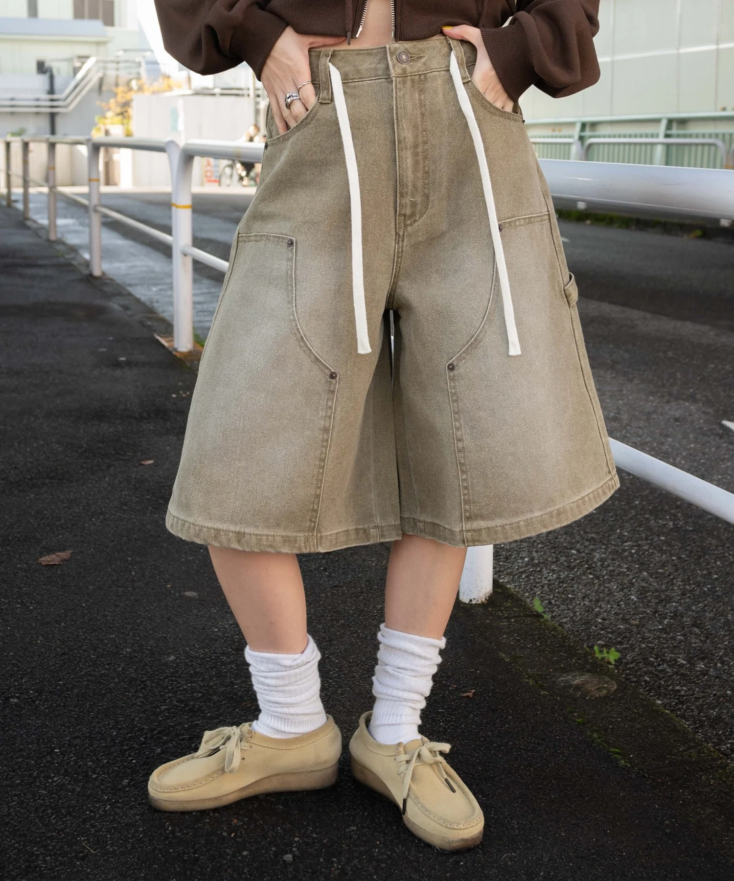 ウエストドロストダブルニーバギーハーフパンツ - Image 15