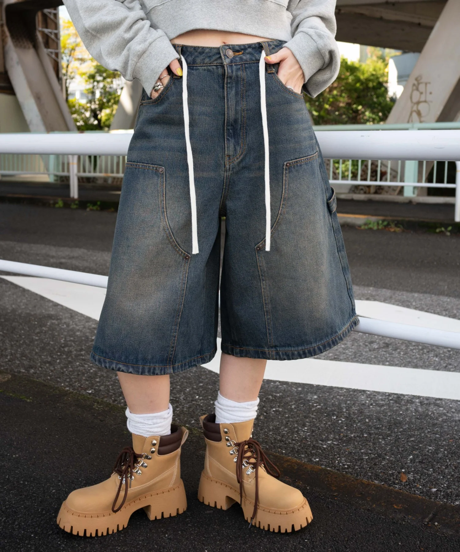ウエストドロストダブルニーバギーハーフパンツ - Image 3