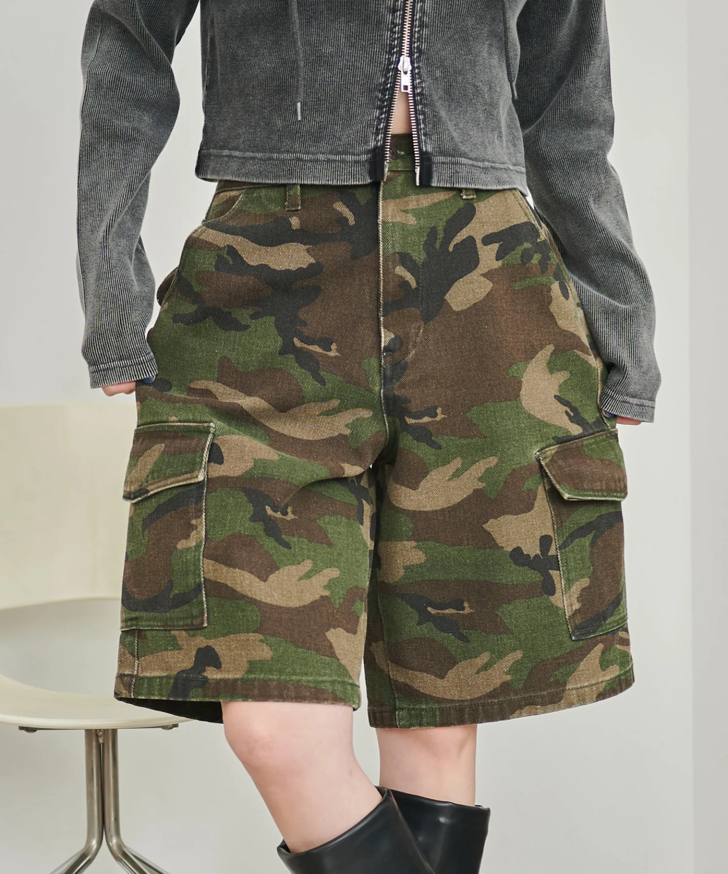 ヴィンテージウォッシュカーゴハーフパンツ - Image 5
