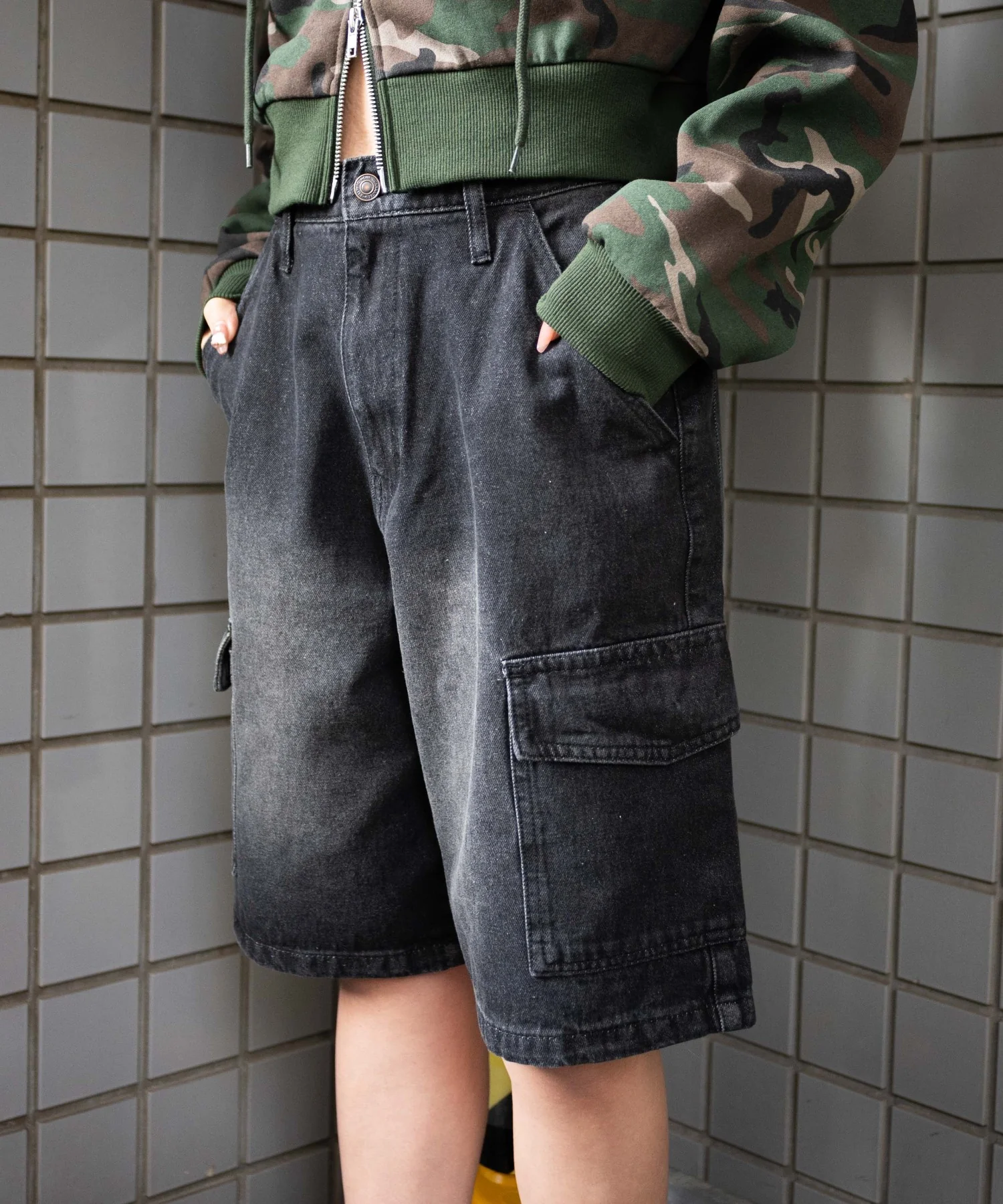 ヴィンテージウォッシュカーゴハーフパンツ - Image 7