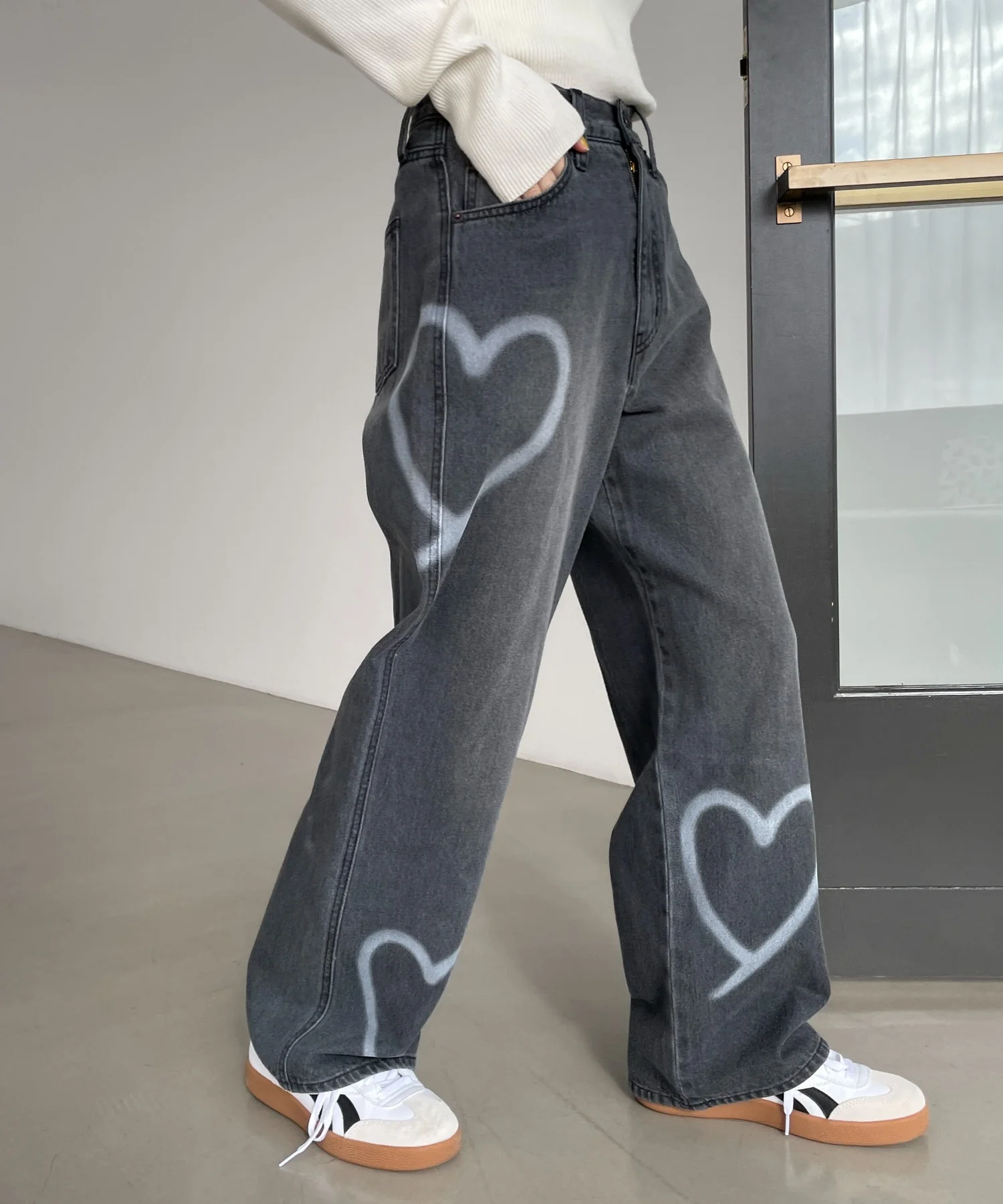 スプレーペイントストレートデニムパンツ - Image 18