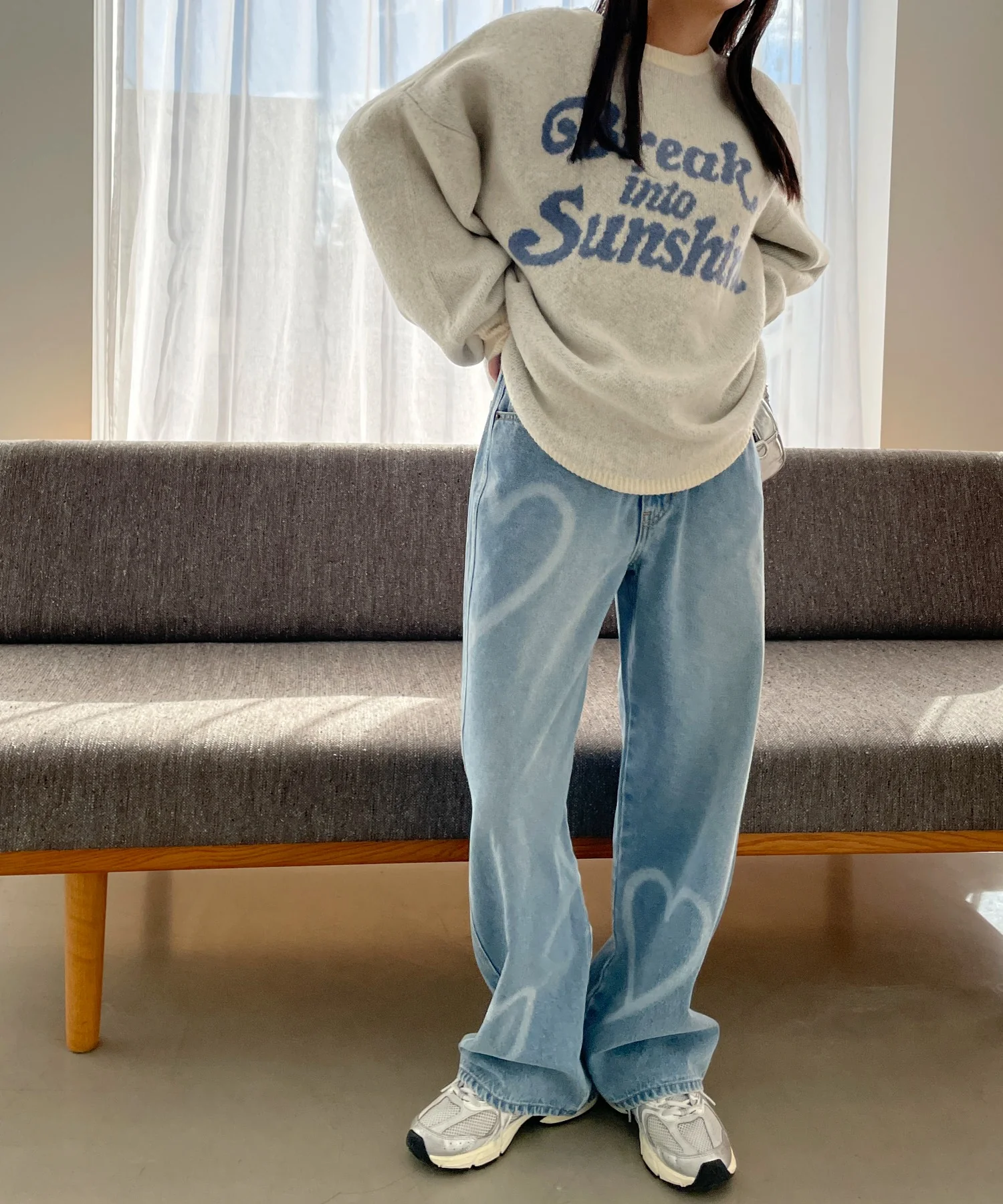 スプレーペイントストレートデニムパンツ - Image 3