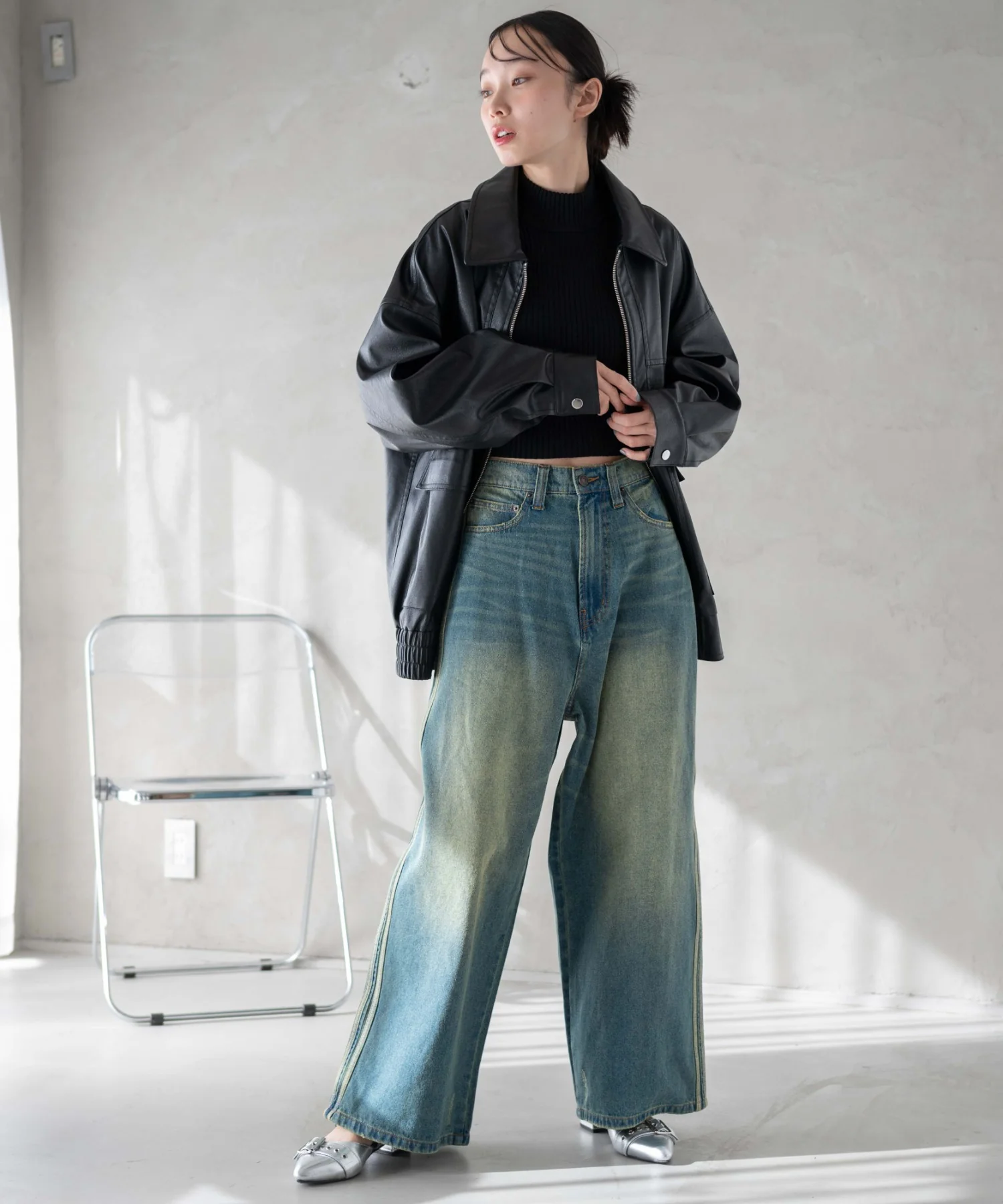 サイドラインワイドデニムパンツ - Image 16