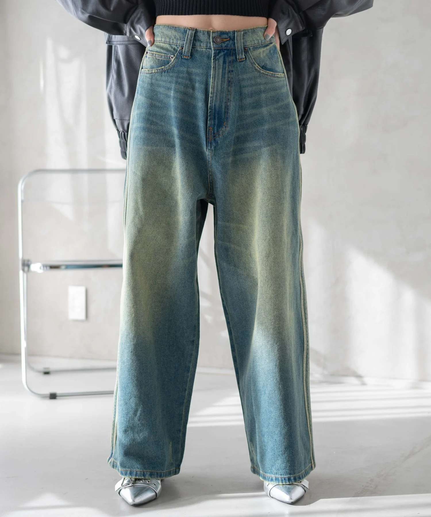 サイドラインワイドデニムパンツ - Image 17