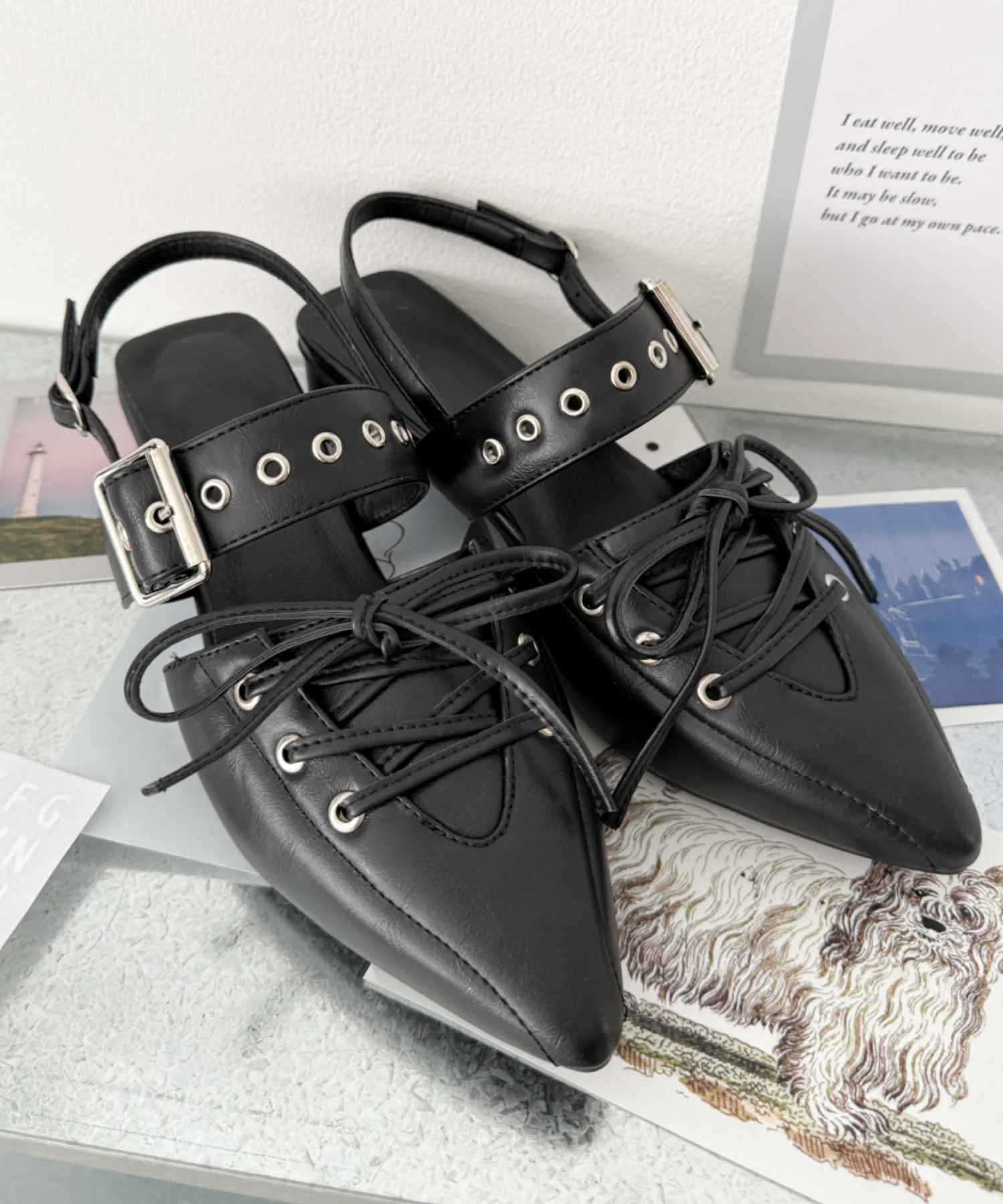 レースアップポインテッドシューズ - Image 4